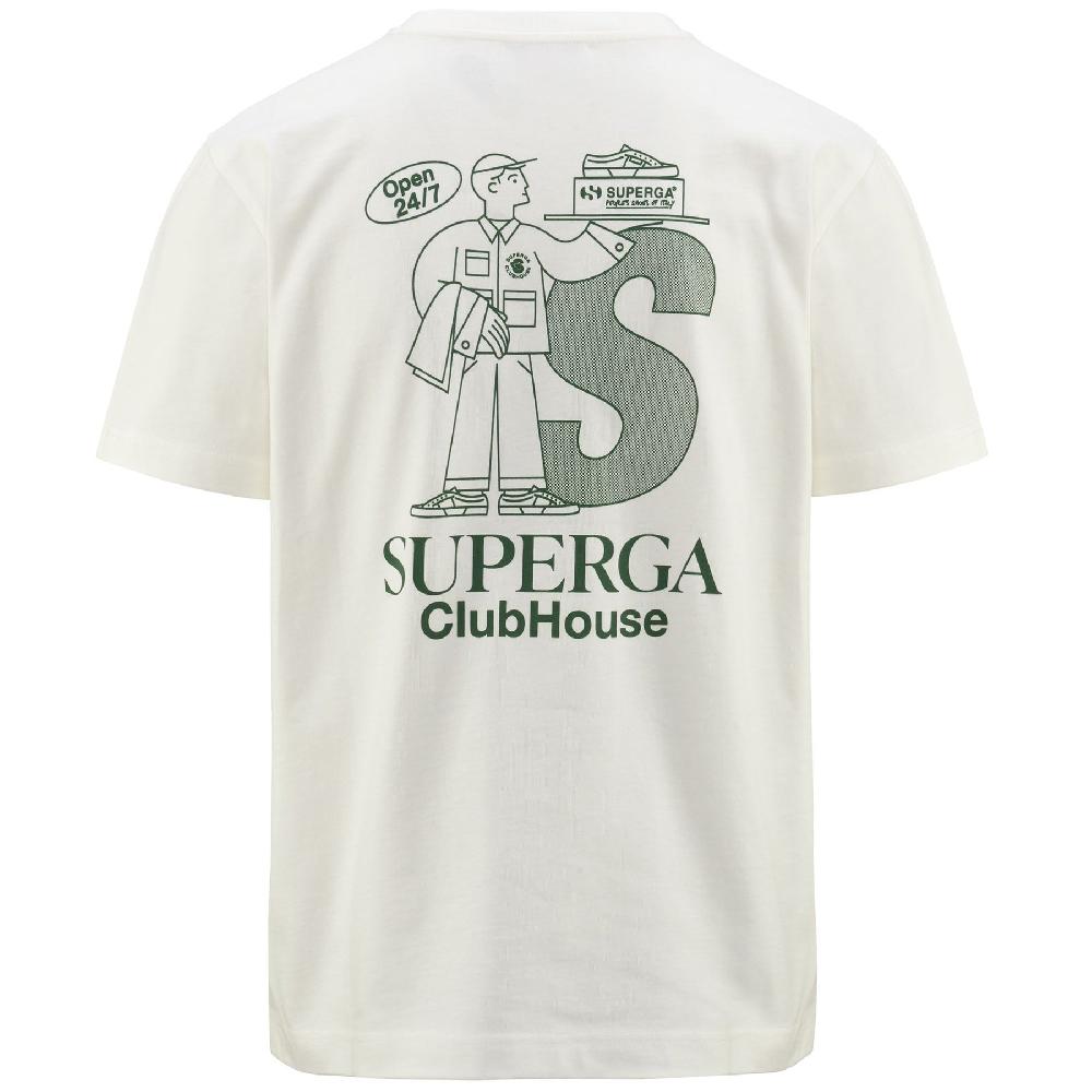 Superga T-SHIRT SUPERGA CLUBHOUSEWHITE AVORIO-GREEN Hotsell