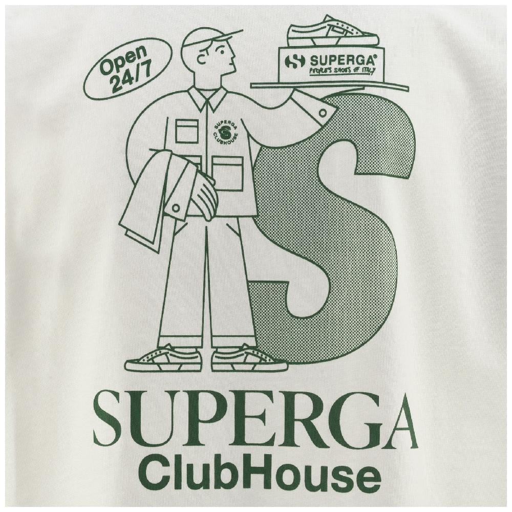 Superga T-SHIRT SUPERGA CLUBHOUSEWHITE AVORIO-GREEN Hotsell