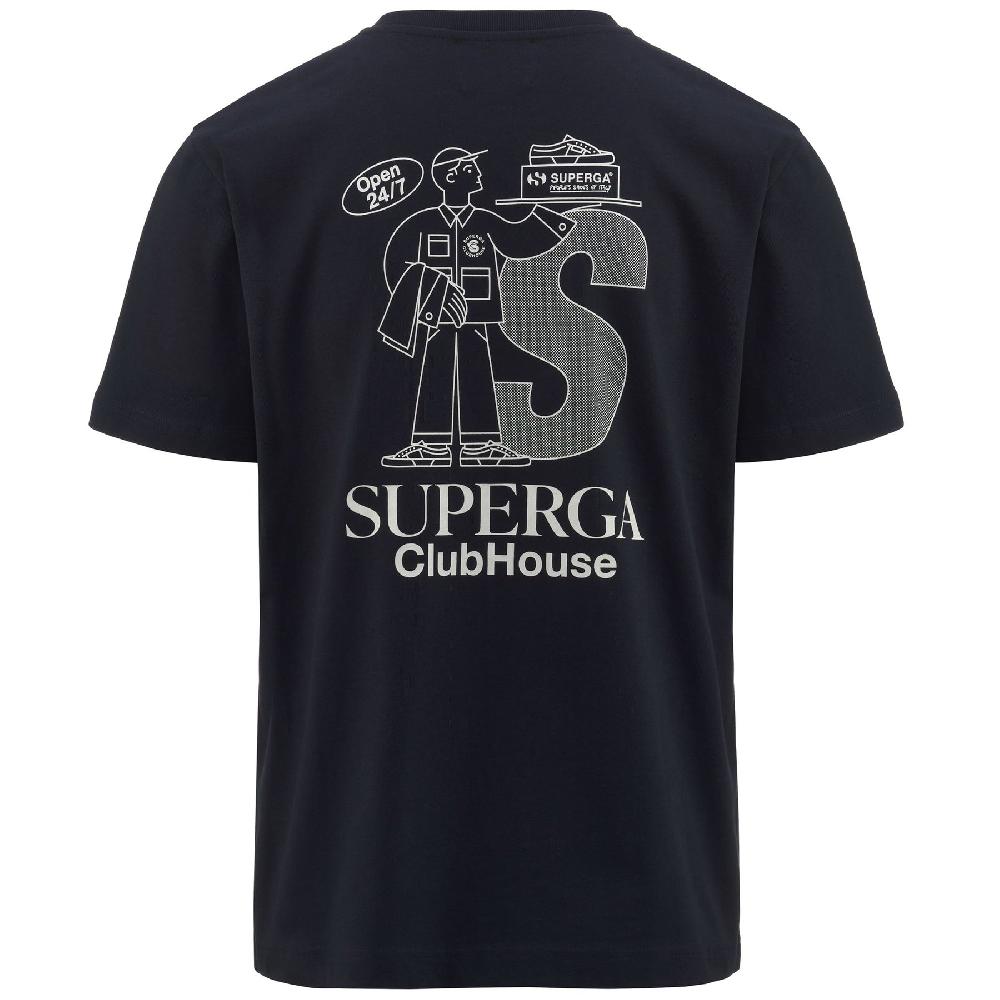 Superga T-SHIRT SUPERGA CLUBHOUSENAVY-WHITE AVORIO Vendita Calda