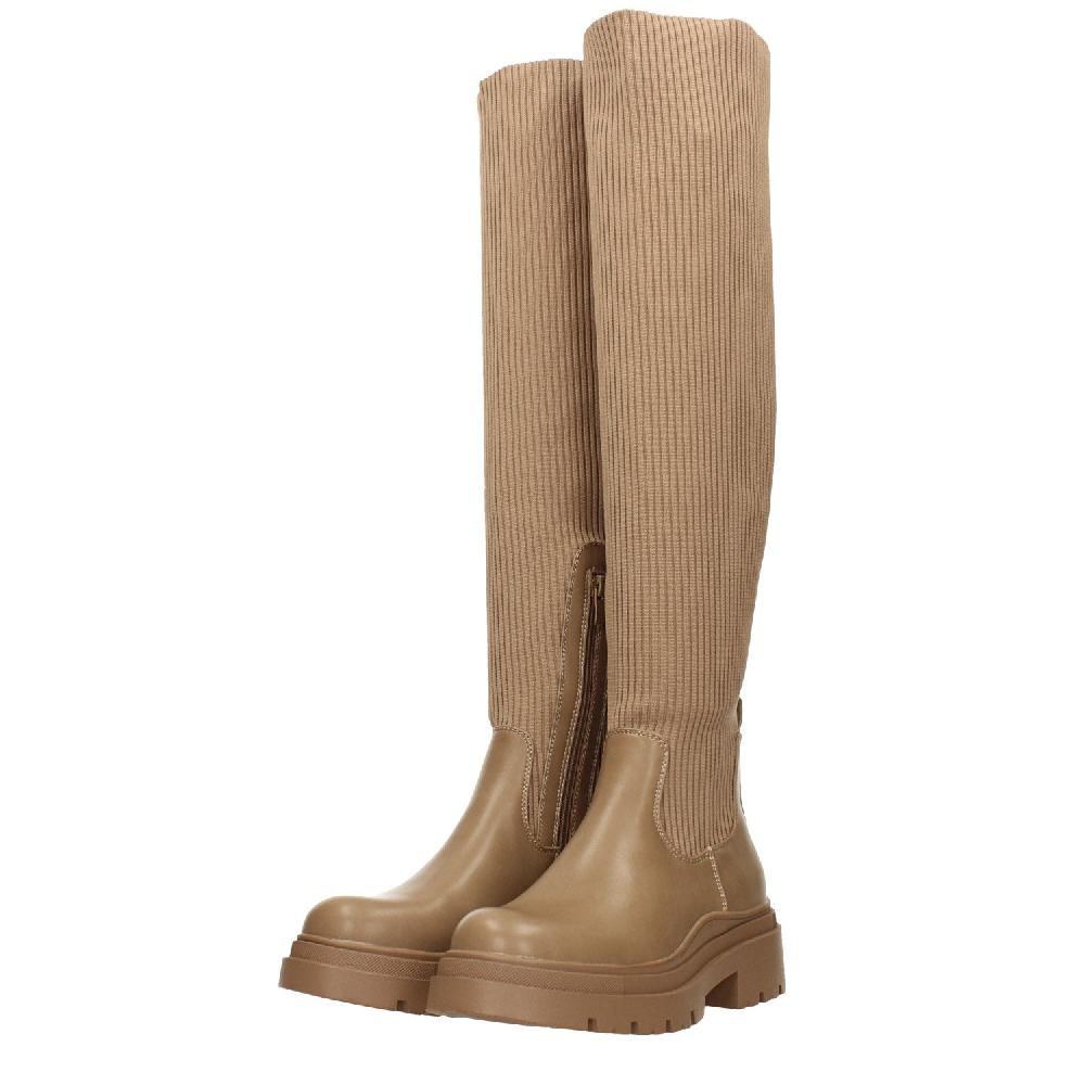 Tata Italia Stivali marroni con tomaia in tessuto elasticizzato. Tacco alto 5cm Vendita Calda