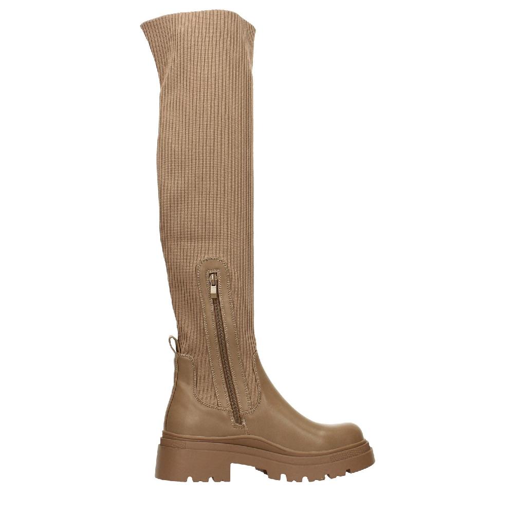 Tata Italia Stivali marroni con tomaia in tessuto elasticizzato. Tacco alto 5cm Vendita Calda