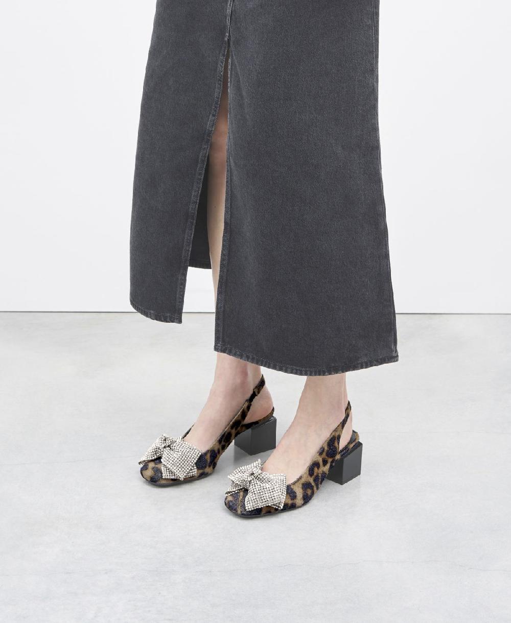 ﻿Agl Sling-back con fiocco Stampa leopard Angie Ribbon Moda