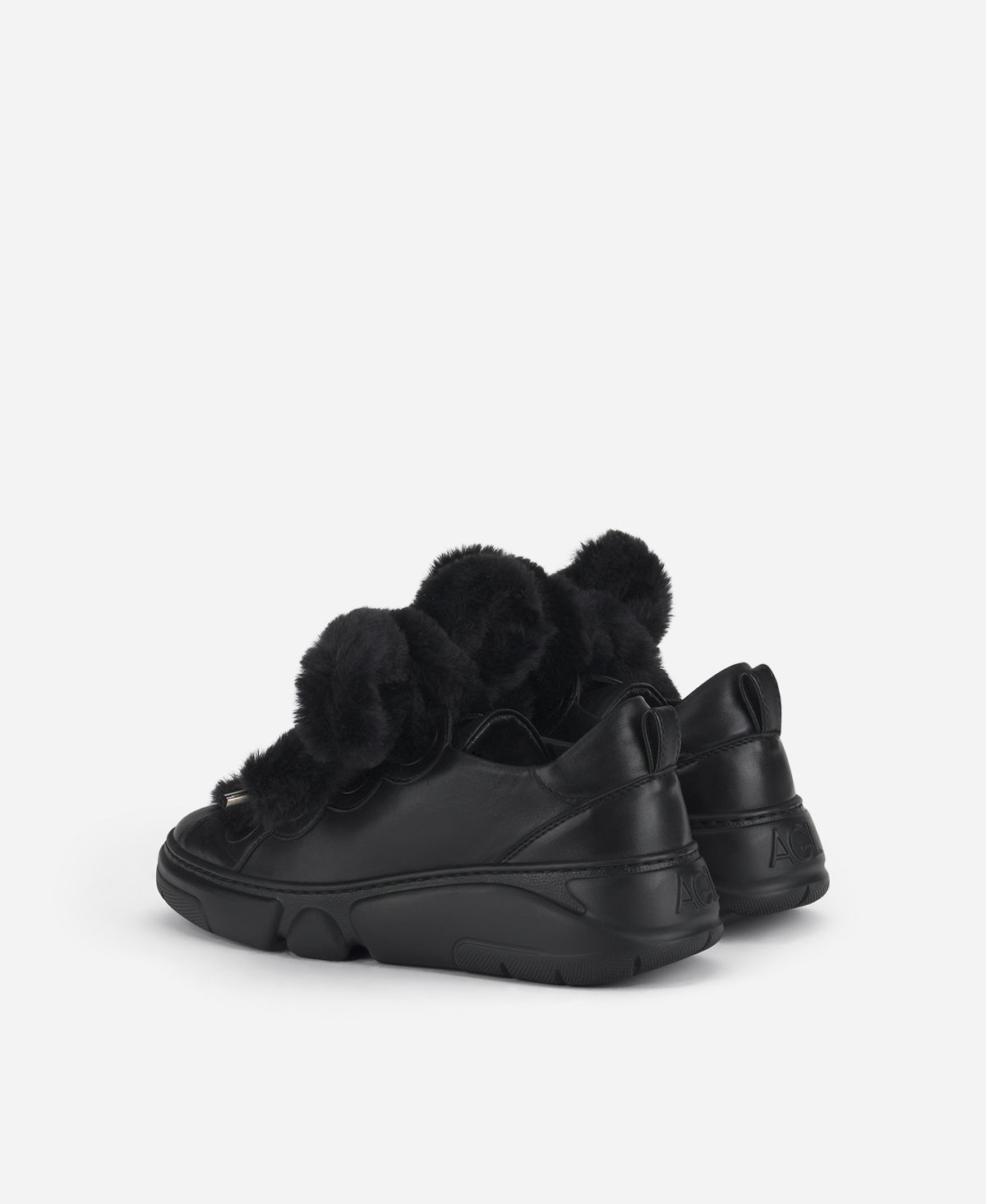 Agl Sneaker con lacci in pelliccia Nero Fur Bubble Saldi