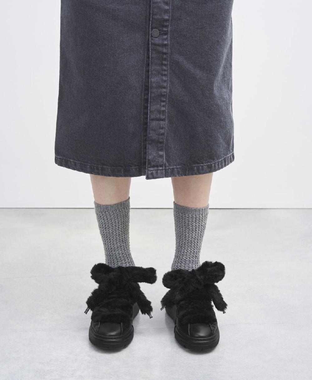 Agl Sneaker con lacci in pelliccia Nero Fur Bubble Saldi