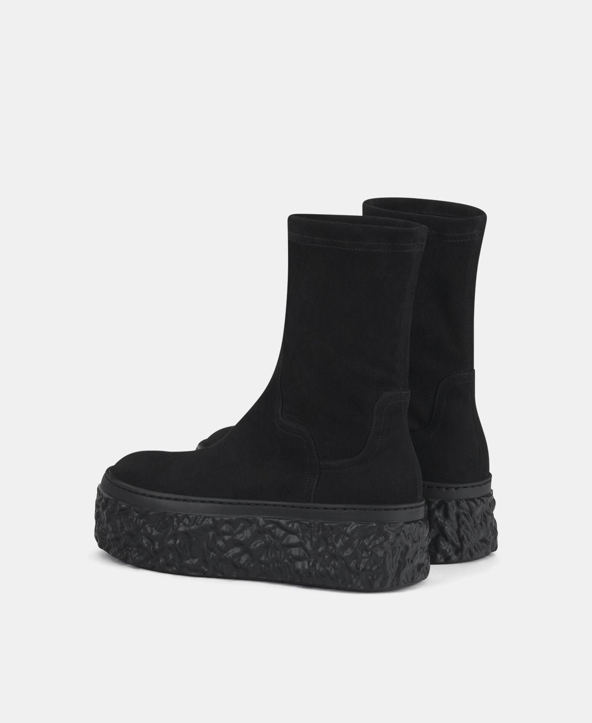 Agl Stivaletto in velour con platform Nero Magma Stretch Nuovo