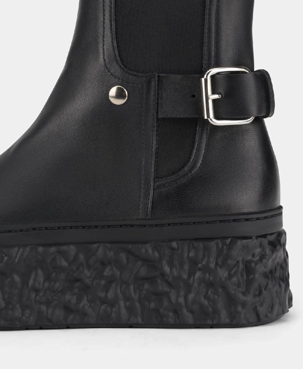 Agl Stivaletto in pelle con platform Nero Magma Biker Spedizione Gratuita