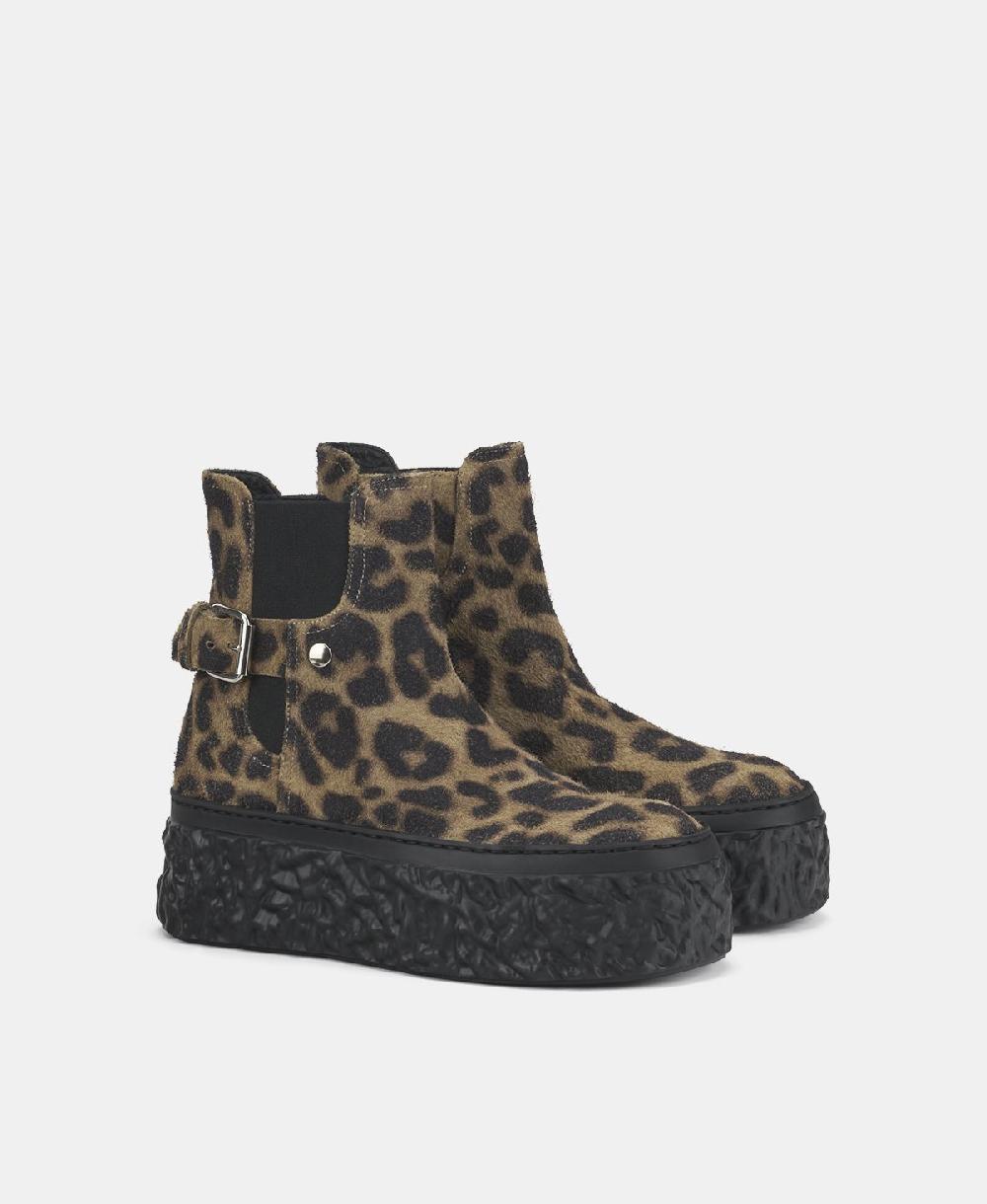 Agl Stivaletto animalier con platform Stampa leopard Magma Biker Pezzi Unici