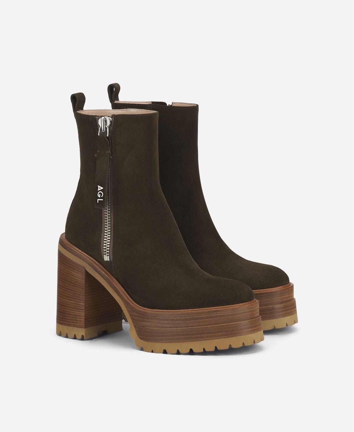 Agl Stivaletto con zip e plateau Brown Tora Offerte