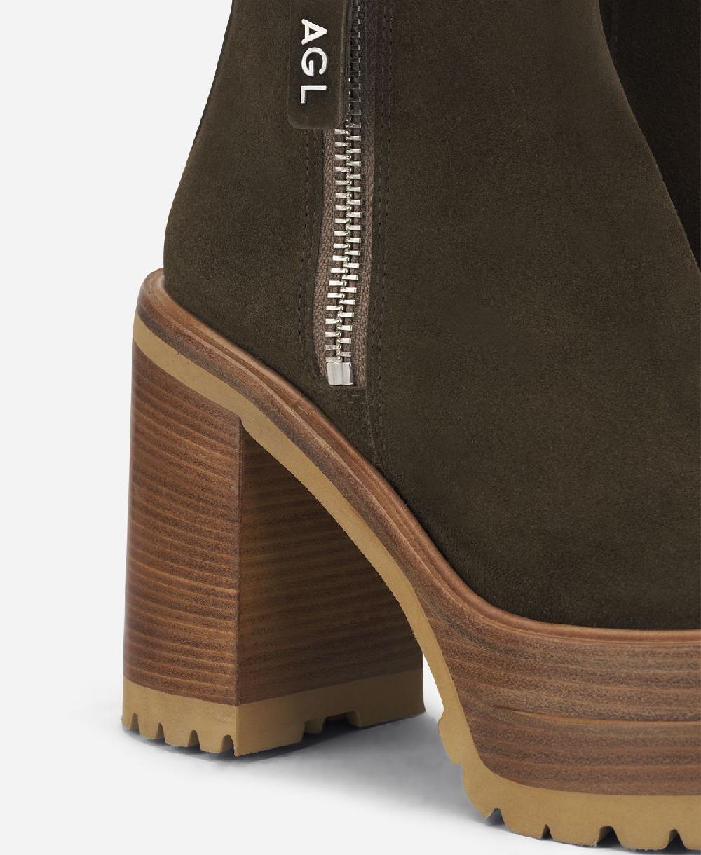 Agl Stivaletto con zip e plateau Brown Tora Offerte