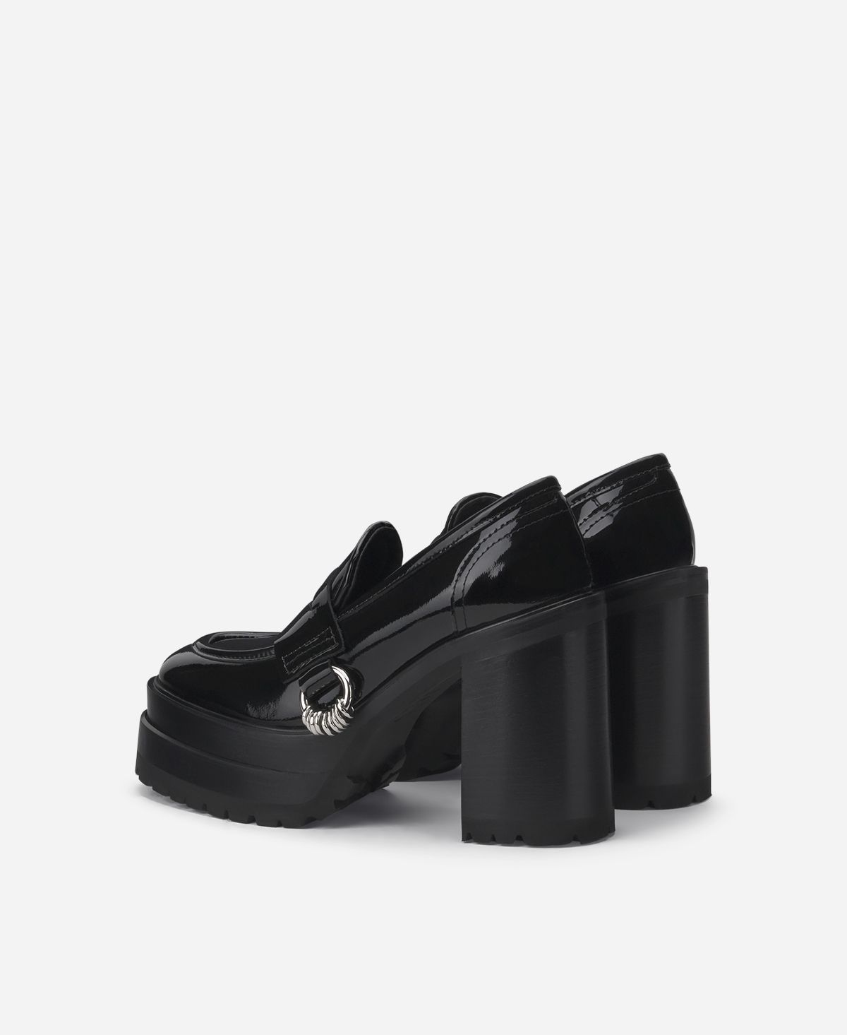 Agl Mocassino in vernice con tacco Nero Tasky Vendita Calda