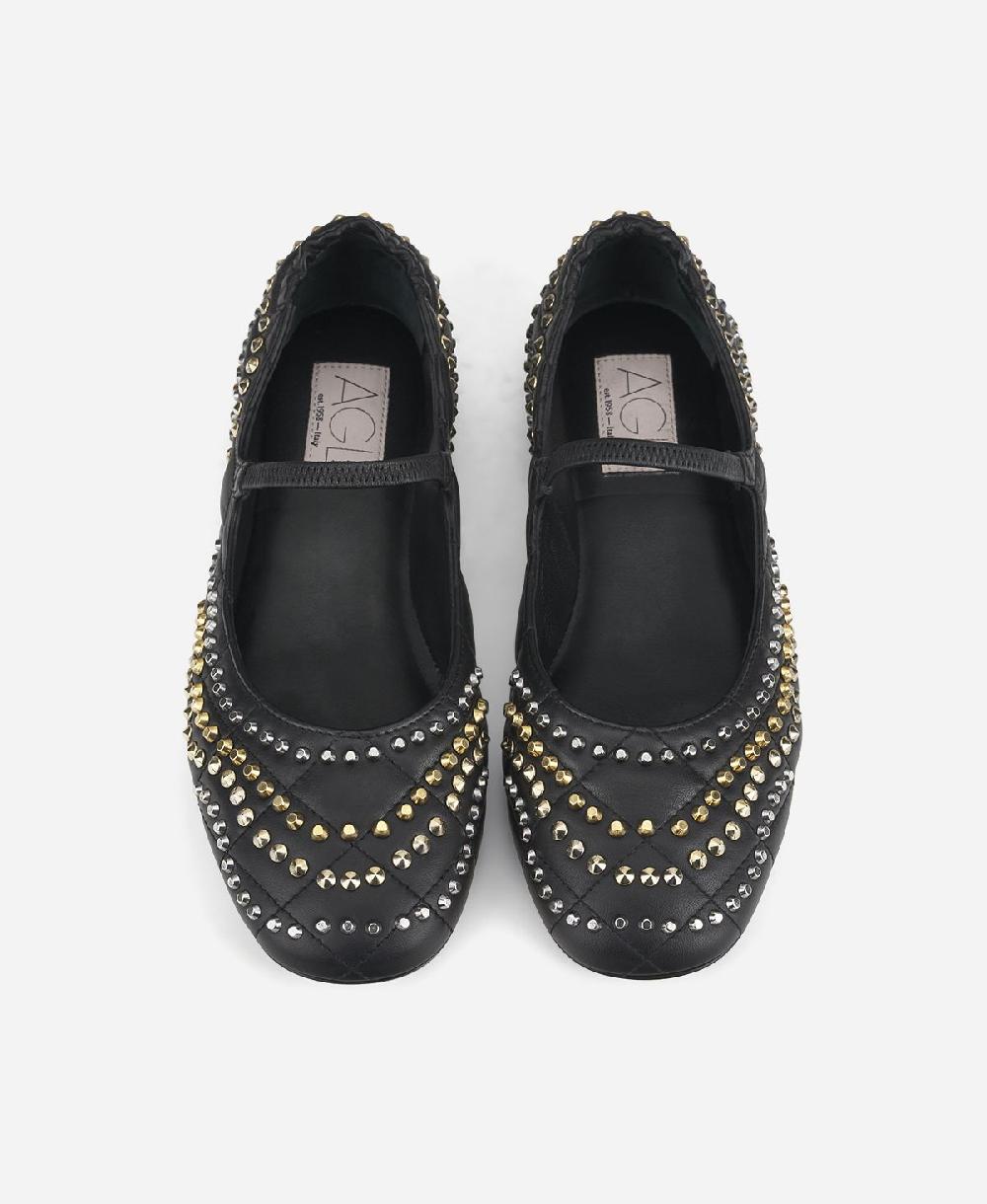 Agl Ballerina con borchie Nero Iris Studs Vendita Economica