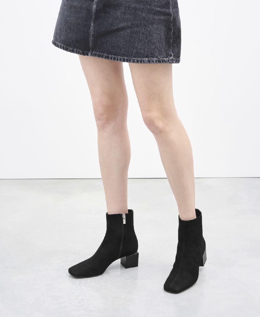 Agl Stivaletto in velour con tacco cubico Nero Angie Pure Acquista Ora