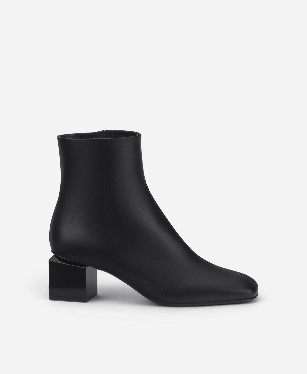 Agl Stivaletto in pelle con tacco cubico Nero Angie Pure