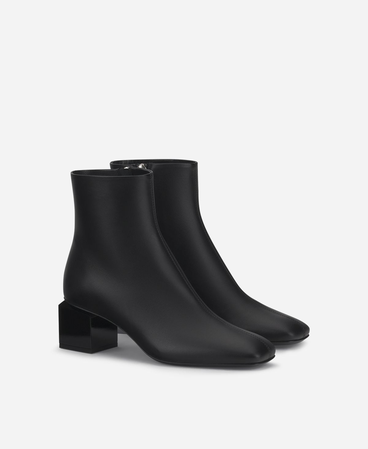 Agl Stivaletto in pelle con tacco cubico Nero Angie Pure Promozione Limitata