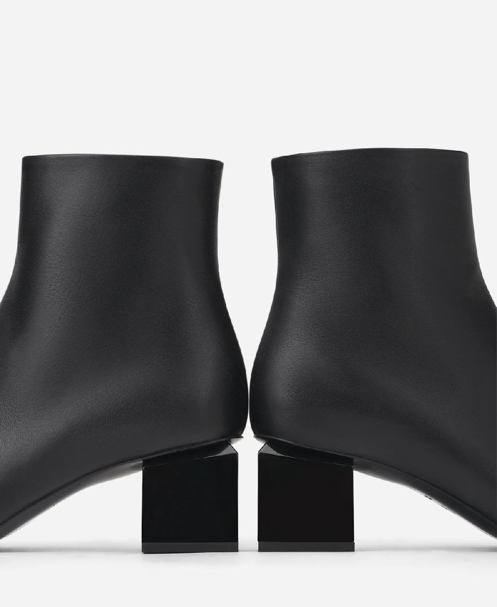 Agl Stivaletto in pelle con tacco cubico Nero Angie Pure Promozione Limitata