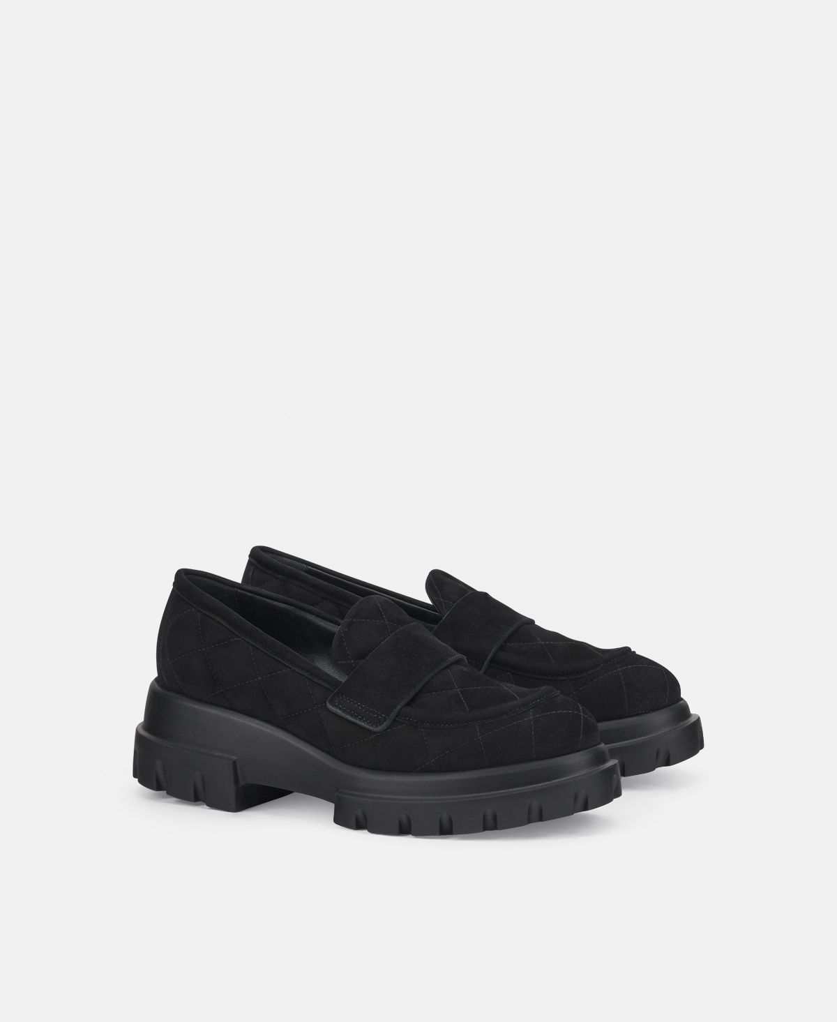 Agl Mocassino in velour Nero Celeste Matelassé Italy