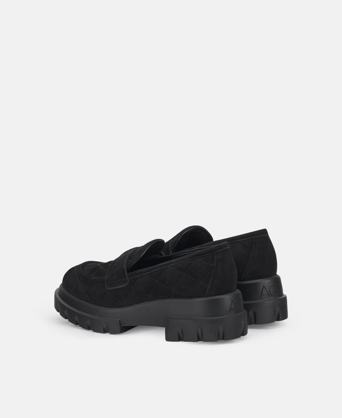 Agl Mocassino in velour Nero Celeste Matelassé Italy