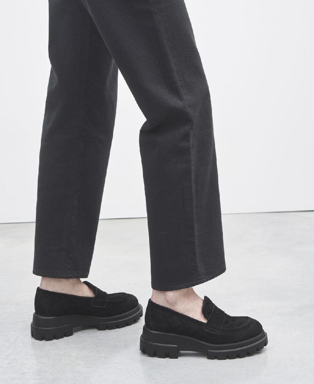Agl Mocassino in velour Nero Celeste Matelassé Italy