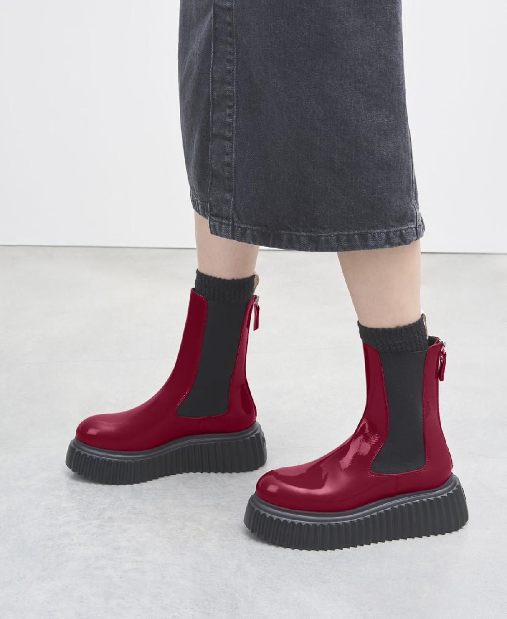 Agl Stivaletto con elastici laterali Rosso Vladimira In Linea