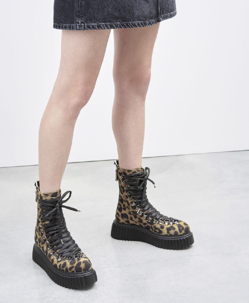 Agl Biker in pelle Stampa leopard Dromo Promozione