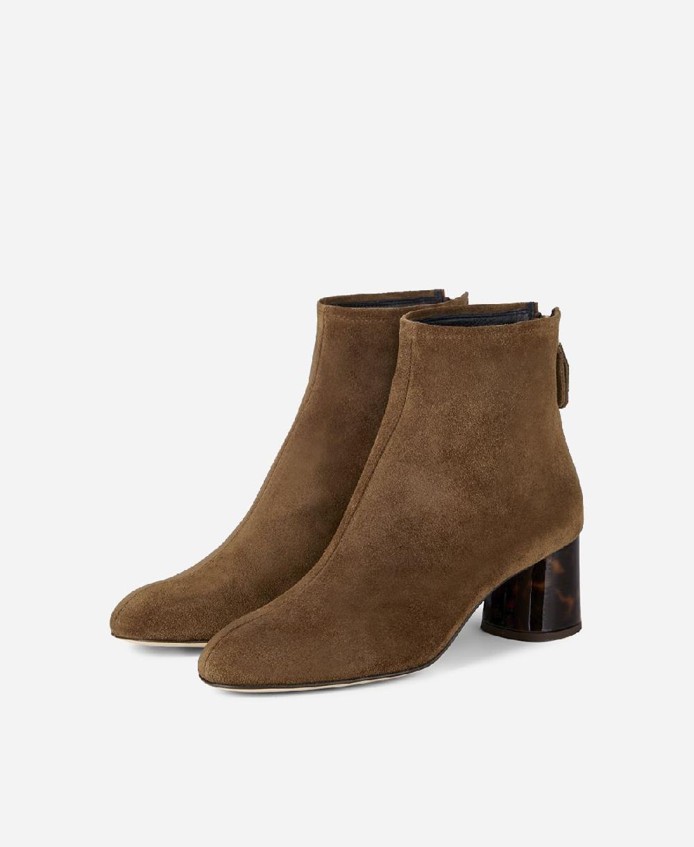 Agl Stivaletto in pelle con tacco Cuoio VETA PRECIOUS Saldi Di Fabbrica