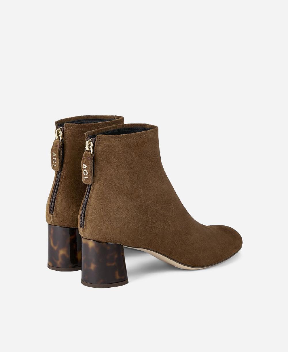 Agl Stivaletto in pelle con tacco Cuoio VETA PRECIOUS Saldi Di Fabbrica