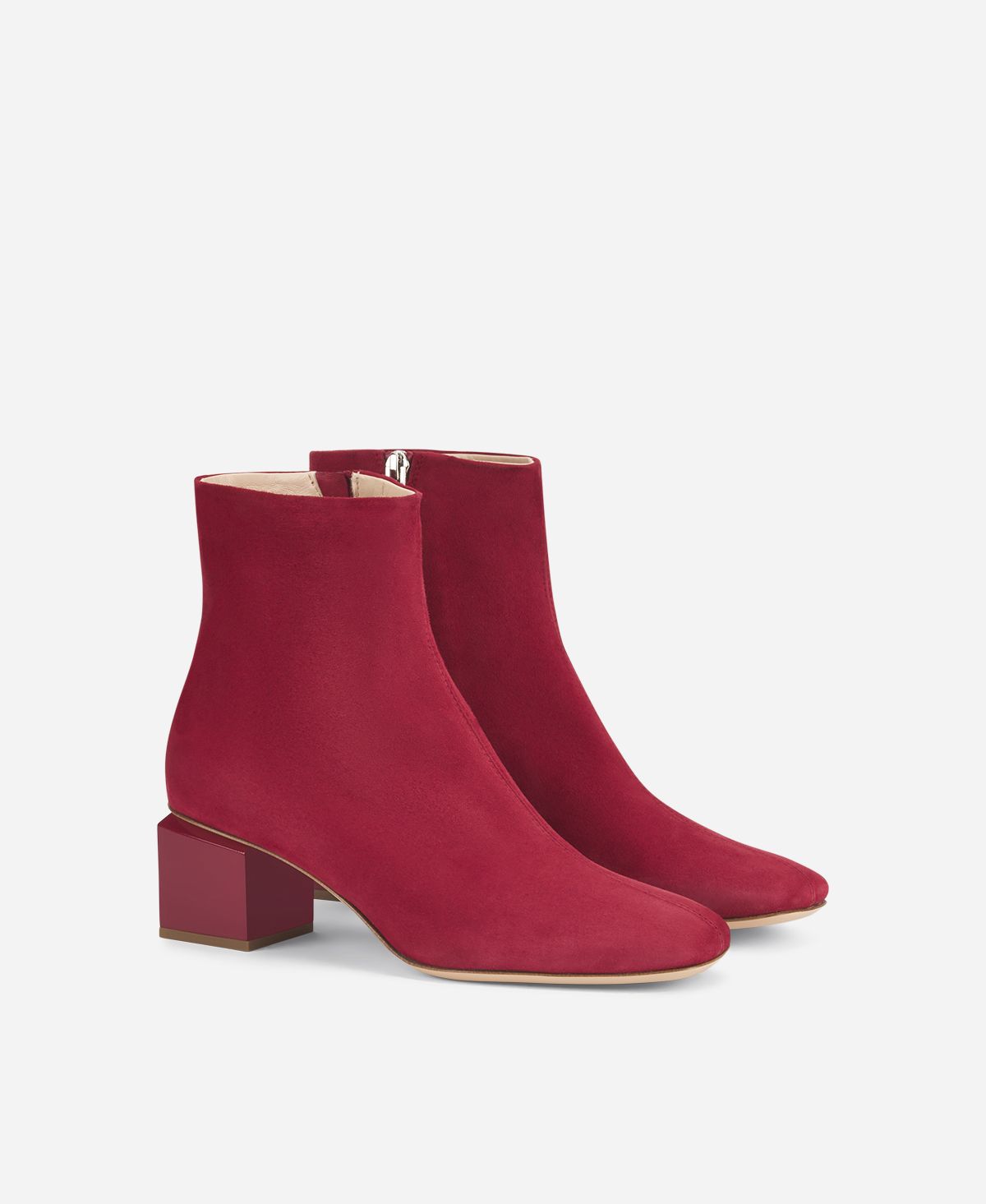 Agl Stivaletto in velour con tacco cubico Rosso Angie Pure In Saldo