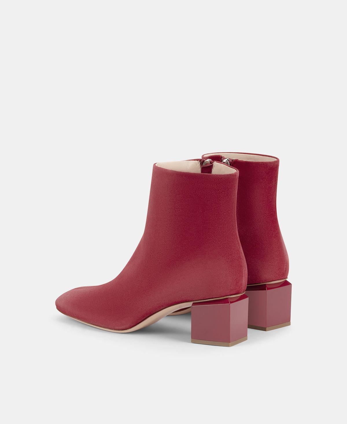 Agl Stivaletto in velour con tacco cubico Rosso Angie Pure In Saldo
