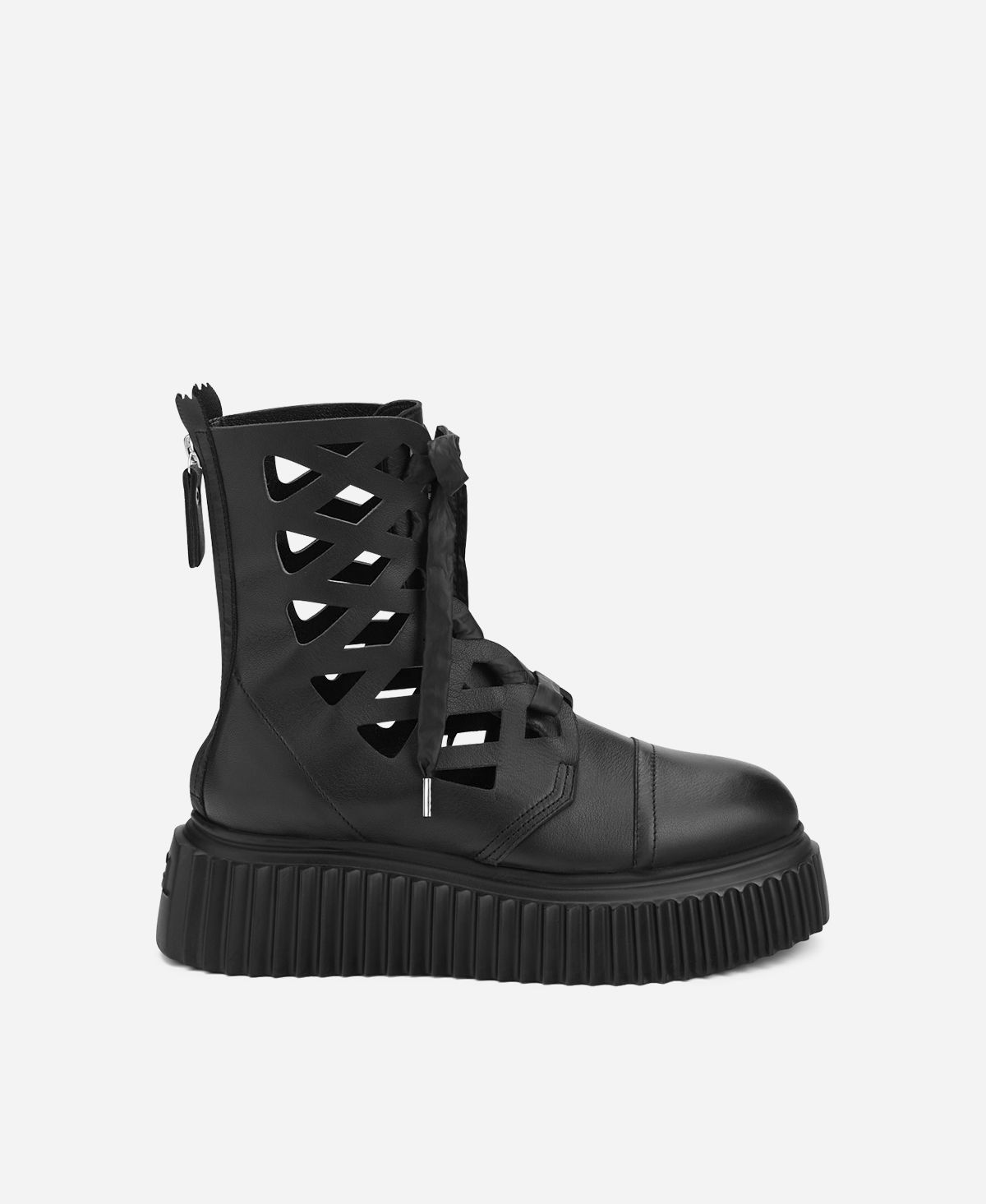 Agl Stivaletto in pelle laserata Nero Viggy