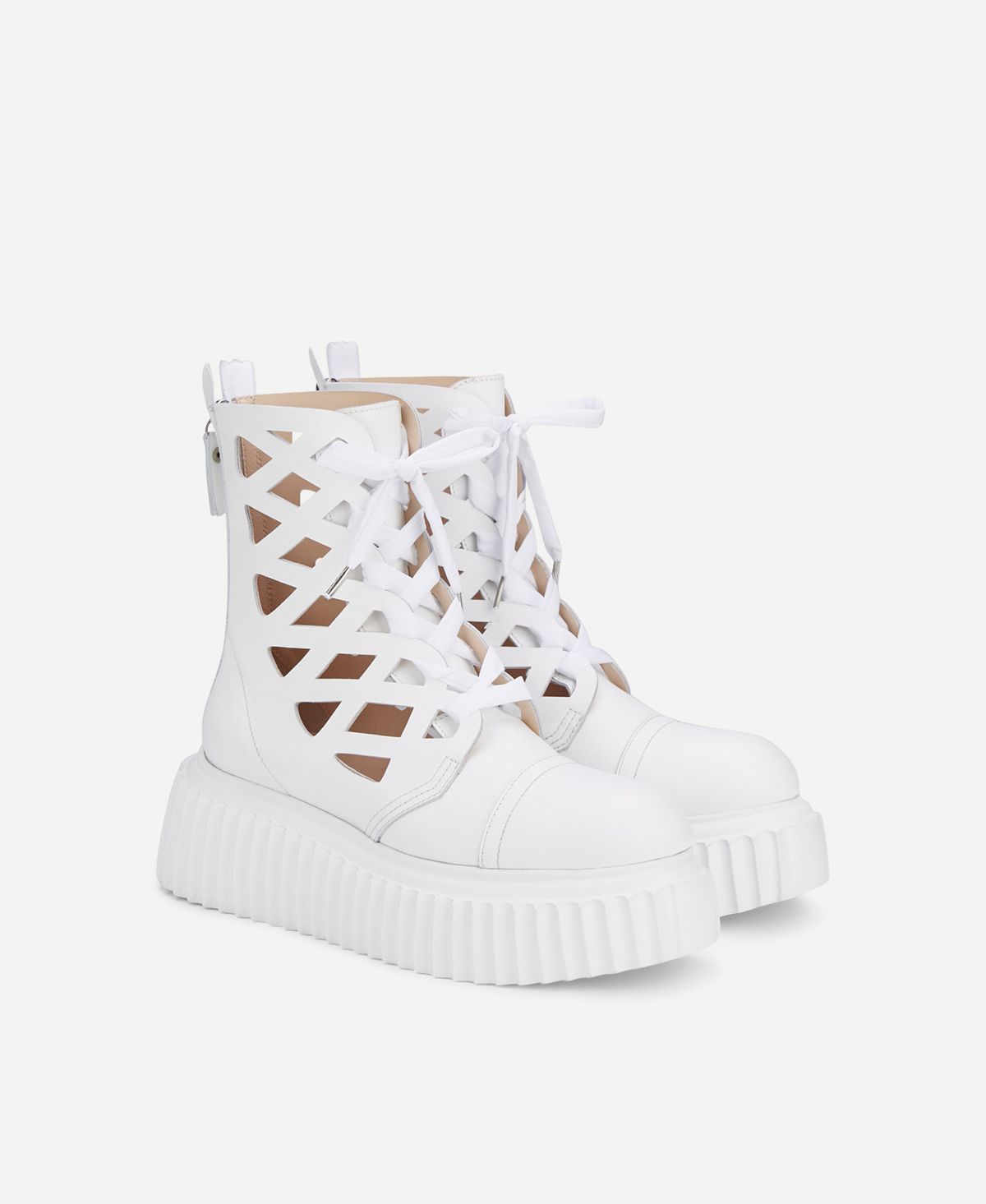 Agl Stivaletto in pelle laserata Bianco Viggy Spedizione Gratuita
