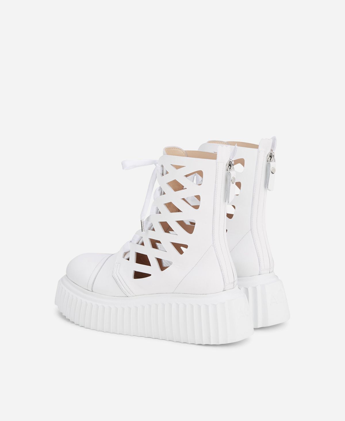 Agl Stivaletto in pelle laserata Bianco Viggy Spedizione Gratuita