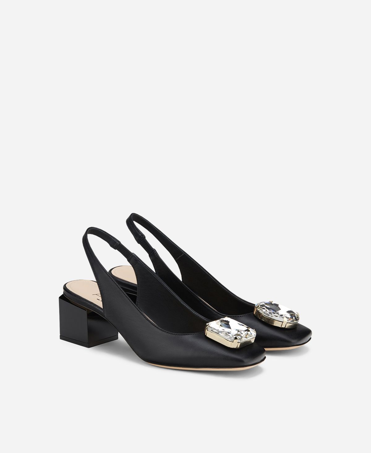 Agl Sling back con tacco a cubo Nero Angie Sb Crystal I Più Venduti
