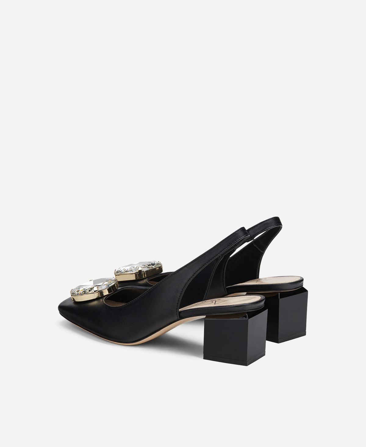Agl Sling back con tacco a cubo Nero Angie Sb Crystal I Più Venduti