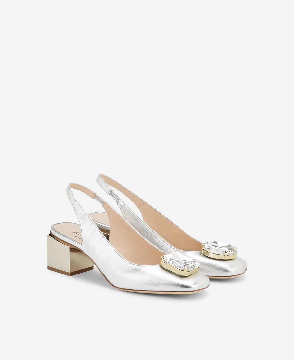 Agl Sling back con tacco a cubo Argento Angie Sb Crystal Vendite Flash