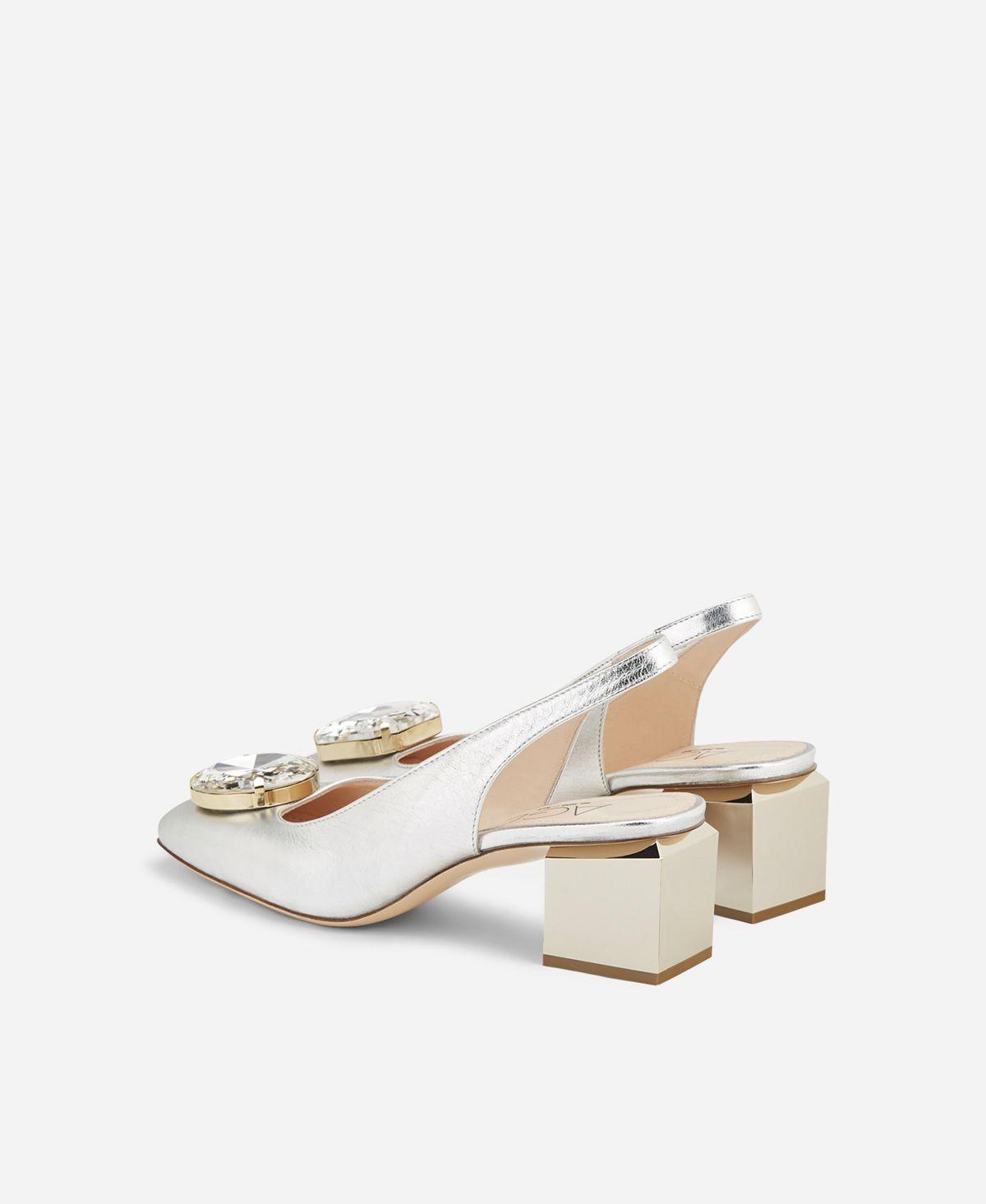 Agl Sling back con tacco a cubo Argento Angie Sb Crystal Vendite Flash