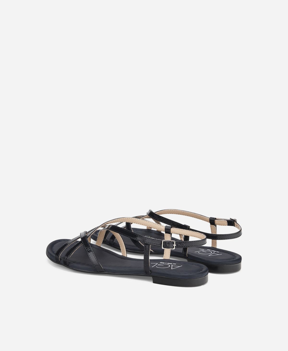 Agl Sandalo in pelle metal Blu notte Summer Straps Nuova