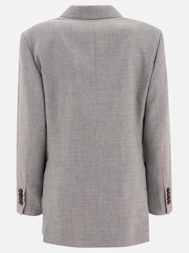 Vietti Brunello Cucinelli Blazer in canvas di lino e lana con monile Rilascio limitato