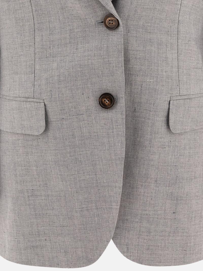 Vietti Brunello Cucinelli Blazer in canvas di lino e lana con monile Rilascio limitato
