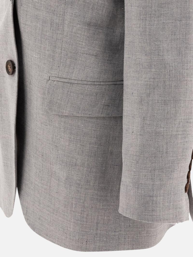Vietti Brunello Cucinelli Blazer in canvas di lino e lana con monile Rilascio limitato