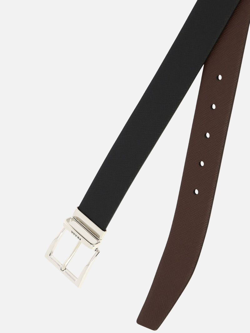 Vietti Prada Cintura reversibile in pelle Saffiano Prezzo Ridotto
