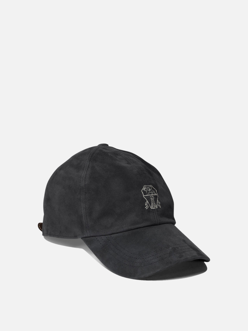 Vietti Brunello Cucinelli Cappello da baseball in camoscio leggero con logo ricamato Sconto