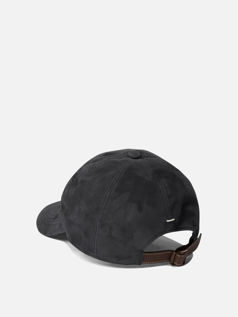 Vietti Brunello Cucinelli Cappello da baseball in camoscio leggero con logo ricamato Sconto