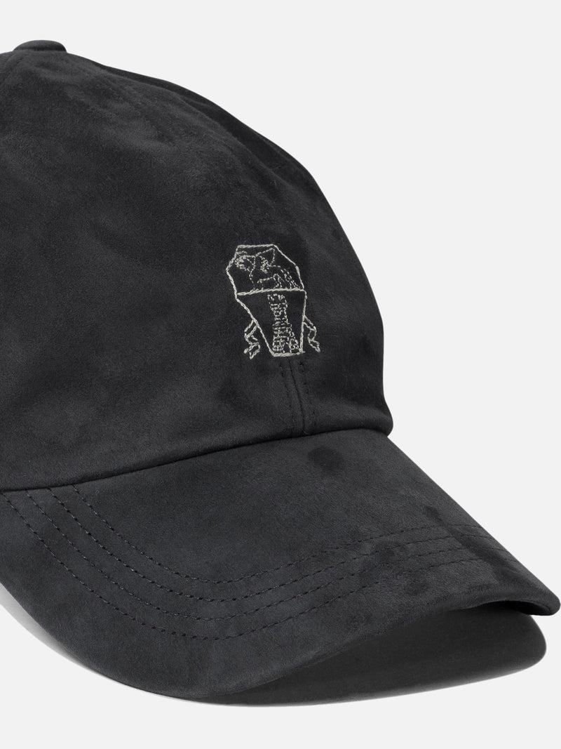 Vietti Brunello Cucinelli Cappello da baseball in camoscio leggero con logo ricamato Sconto