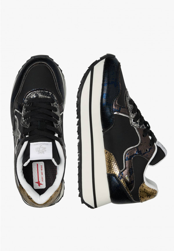 ﻿W6yz Sneakers in pelle e tessuto tecnico Nero -DEVA W Moda