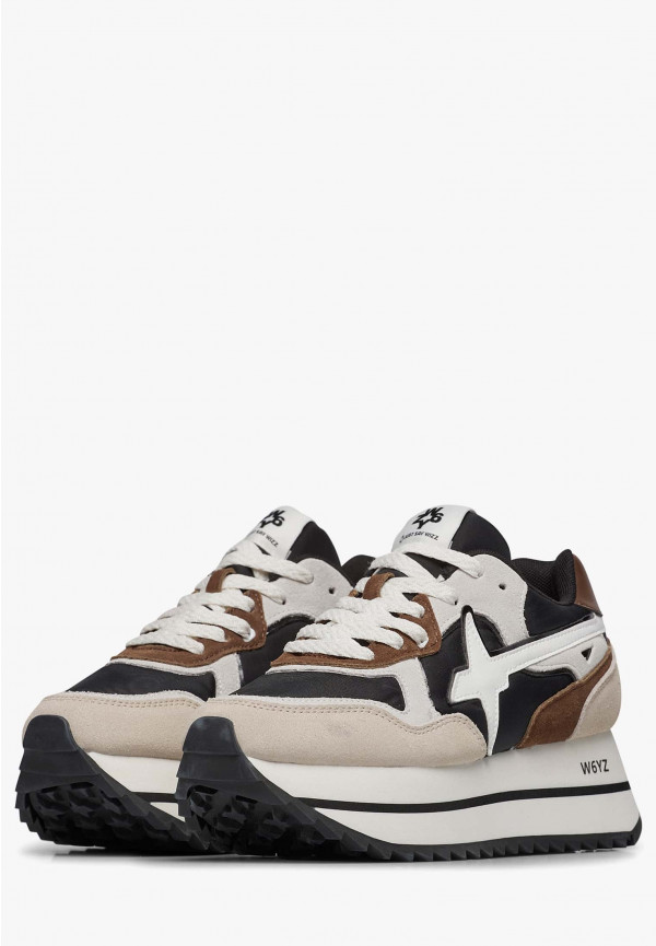 W6yz Sneakers in tessuto tecnico e suede Beige-Nero -DEVA W Italia