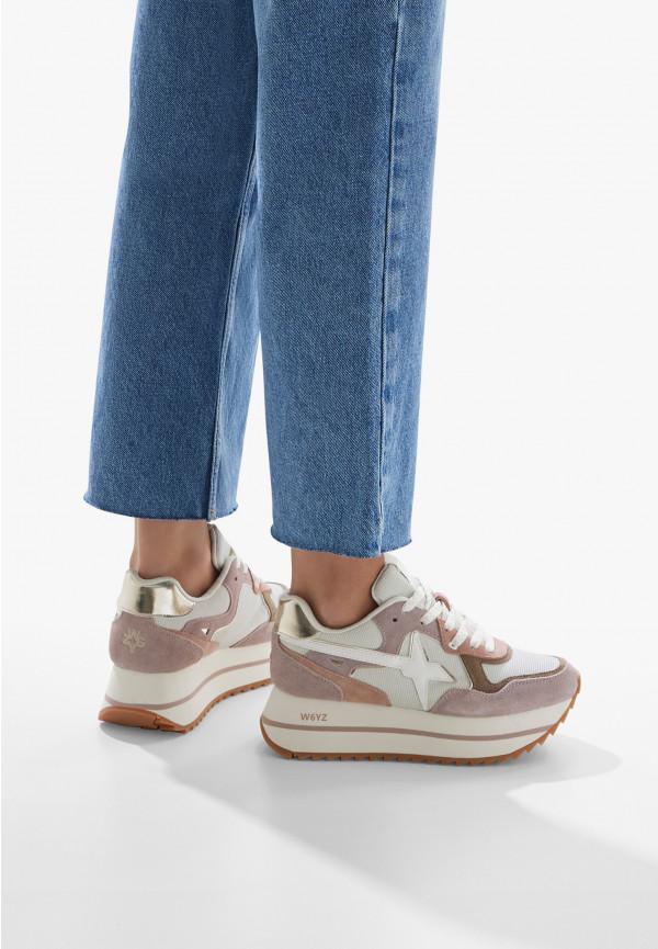 W6yz Sneakers in suede e tessuto tecnico Bianco-Rosa -DEVA W 2025