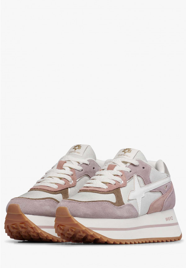W6yz Sneakers in suede e tessuto tecnico Bianco-Rosa -DEVA W 2025