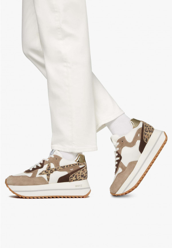 W6yz Sneakers in tessuto tecnico e suede Tortora -DEVA W Vendita