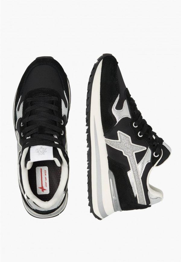 W6yz Sneakers in tessuto tecnico e suede Nero-Argento -YAK-W Spedizione Gratuita
