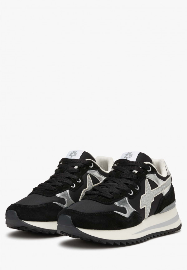 W6yz Sneakers in tessuto tecnico e suede Nero-Argento -YAK-W Spedizione Gratuita
